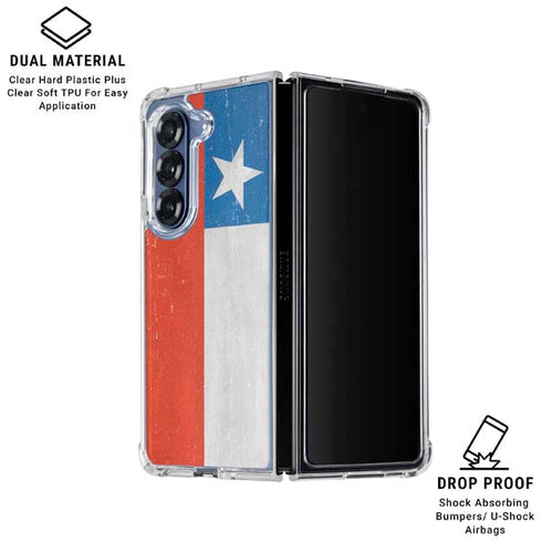 Chile Flag Distressed Galaxy Z Fold6 Clear Case